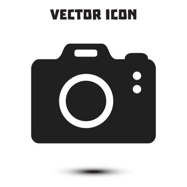 Fotoğraf kamera simgesi. DSLR kamera işareti simgesi. Dijital fotoğraf makinesi. Düz tasarım stili. 