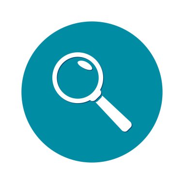 Büyüteç simgesi. Arama düğmesi. Büyüteç camı. Düz tasarım stili. 