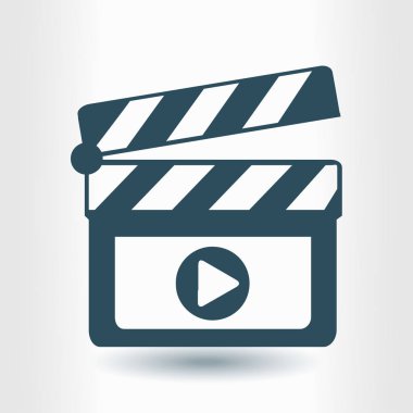 Film yapımcısı clapper kurulu simgesi. Düz tasarım stili.