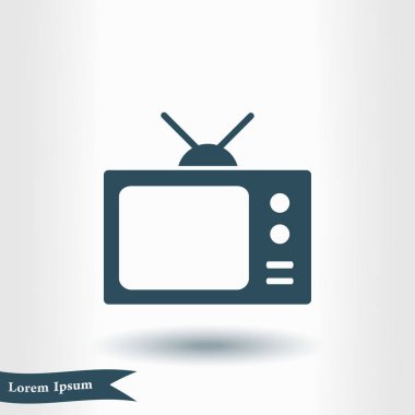 TV simgesi. Düz tasarım stili. Simge kitle iletişim araçları.  