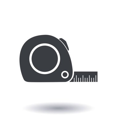 Mezura simgesi. Rulet inşaat sembolü. Boyutları ve ölçüleri. Bir kesim kartı oluşturma.