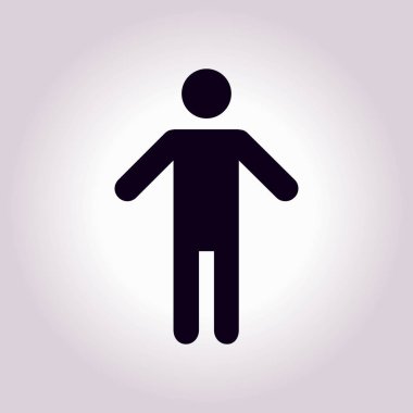 İnsan erkek işareti simgesi. Erkek tuvalet. Düz stil. Her iki biyolojik cinsiyetten temsil etmek için kullanılan bir piktogram cinsiyet semboldür.
