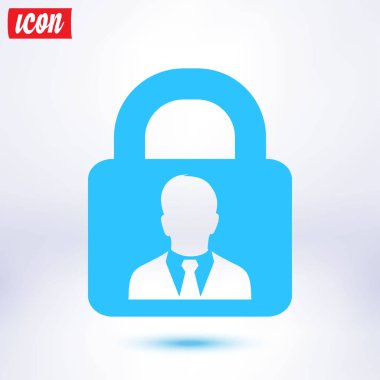 Kullanıcı oturum açma kimlik doğrulama simgesi. Düz tasarım stili.