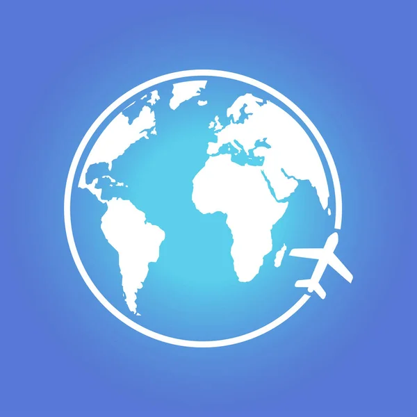 Εικονίδιο Ταξίδια Αεροπλάνο Ταξίδι Γύρω Από Τον Κόσμο Επίπεδη Σχεδίαση — Διανυσματικό Αρχείο
