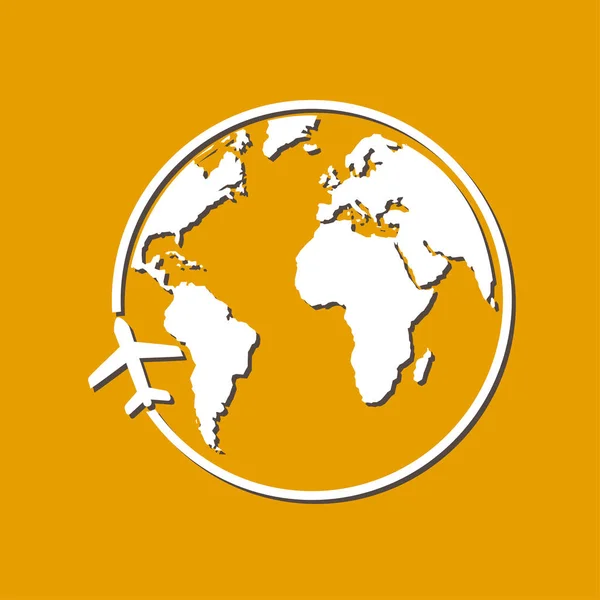 Repülőgép Ikon Utazás Utazás Világ Körül Lapos Kivitel Stílus — Stock Vector