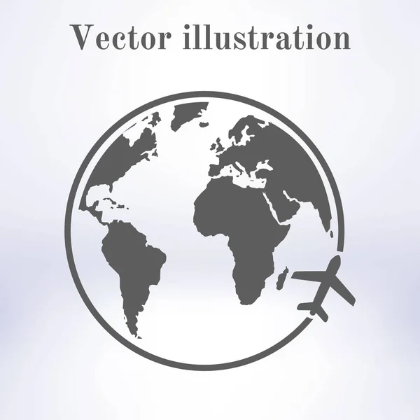 Icône Avion Voyage Voyage Autour Monde Style Design Plat — Image vectorielle