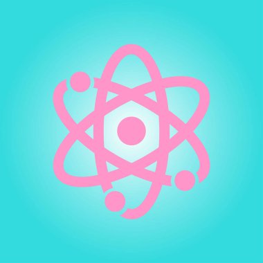 Atom işareti simgesi. Atom bölümü simgesi. Düz tasarım stili.