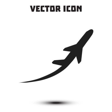 Uçak uçuş biletleri hava sinek seyahat kalkış siluet öğesi. Uçak sembolü. Seyahat etmek simge. Düz tasarım.