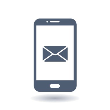 Akıllı telefon e-posta veya sms simgesi. Mobil posta işareti simgesi.