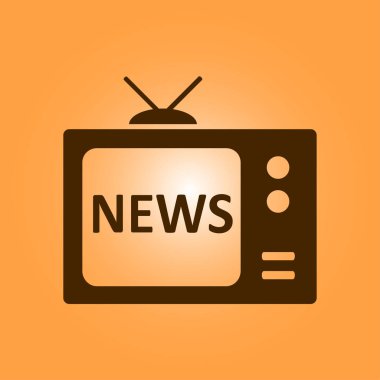 TV haber muhabiri. Düz tasarım stili. Kitle iletişim araçları sembolü. 
