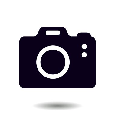 Fotoğraf kamera simgesi. DSLR kamera işareti simgesi. Dijital fotoğraf makinesi. Düz tasarım stili. 