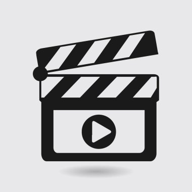 Film yapımcısı clapper kurulu simgesi. Düz tasarım stili.