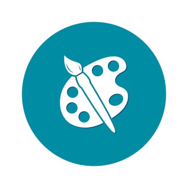 Boya fırça paleti simgesi ile. Düz tasarım stili.