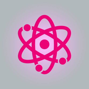 Atom işareti simgesi. Atom bölümü simgesi. Düz tasarım stili.