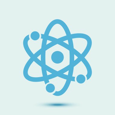 Atom işareti simgesi. Atom bölümü simgesi. Düz tasarım stili.