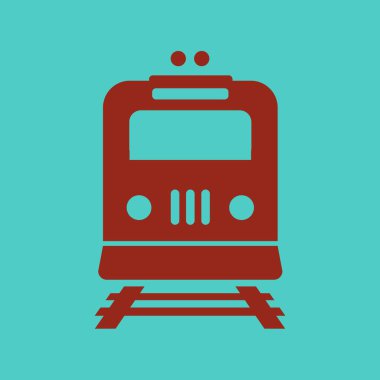 Tren simgesi. Metro sembolü. Tren istasyonu tabelası. Vektör çizimi