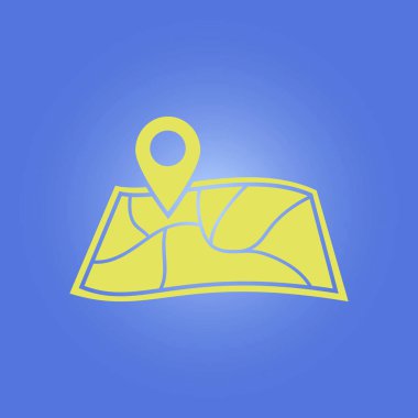 harita ve PIN, vektör çizim basit simgesi