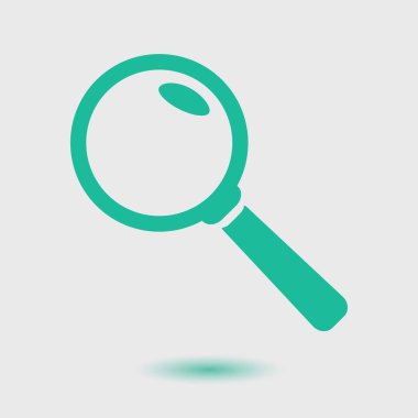 Loupe soyut simgesi. Arama düğmesi. Büyüteç. Düz tasarım stili. 