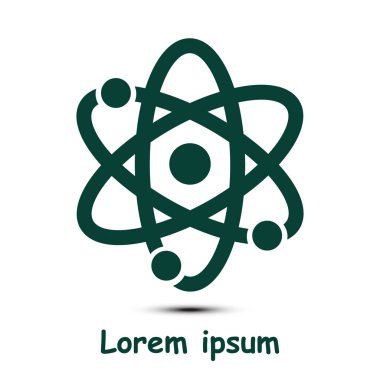Atom işareti simgesi. Atom bölümü simgesi. Düz tasarım stili.