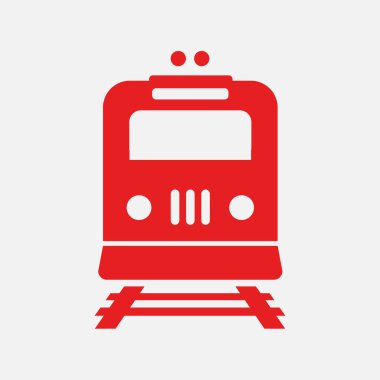 Tren simgesi. Metro sembolü. Tren istasyonu tabelası. Vektör çizimi