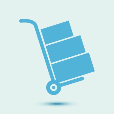 Kutuları simge kamyonla. El kamyon işareti simgesi.