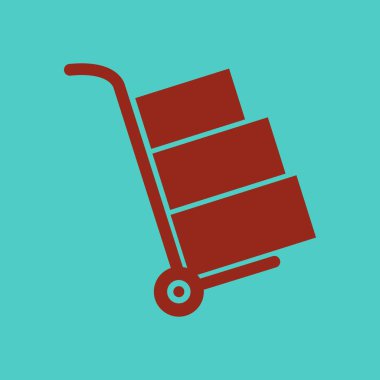 Kutuları simge kamyonla. El kamyon işareti simgesi.