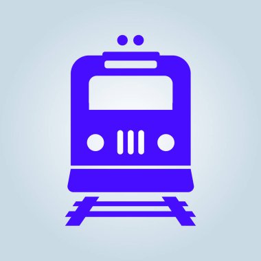 Tren simgesi. Metro sembolü. Tren istasyonu tabelası. Vektör çizimi