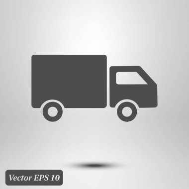 Teslimat kamyonu işareti simgesi. Kargo van sembolü. Sevk irsaliyelerini ve ücretsiz teslim. Düz stil. Vektör.