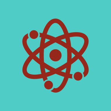 Atom işareti simgesi. Atom bölümü simgesi. Düz tasarım stili.