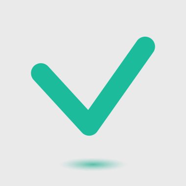 Onay kutusu düğmesi simgesi. Onay işareti soyut renk vektör illüstrasyon