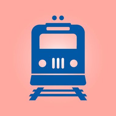 Tren simgesi. Metro sembolü. Tren istasyonu tabelası. Vektör çizimi