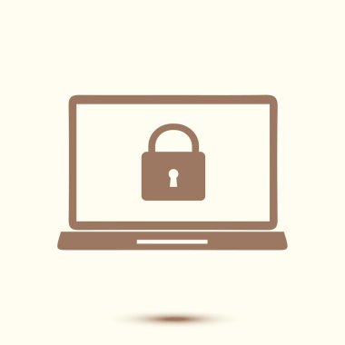 Dizüstü kilit simgesi. Düz tasarım tarzı. Vektör çizimi