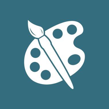 Palet simgesi ile Paintbrush. Düz tasarım tarzı. Soyut renk illüstrasyonu