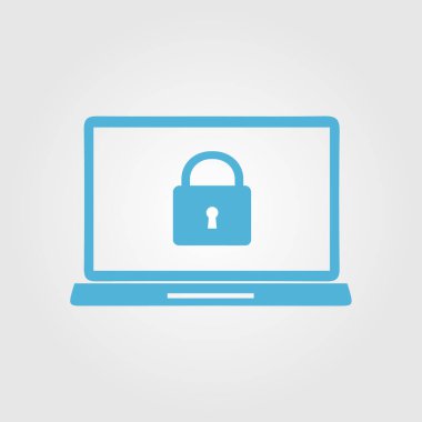 Dizüstü kilit simgesi. Düz tasarım tarzı. Vektör çizimi