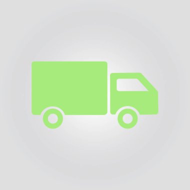 Teslimat kamyonu işareti simgesi. Kargo van sembolü. Sevk irsaliyelerini ve ücretsiz teslim. Düz stil. Vektör.