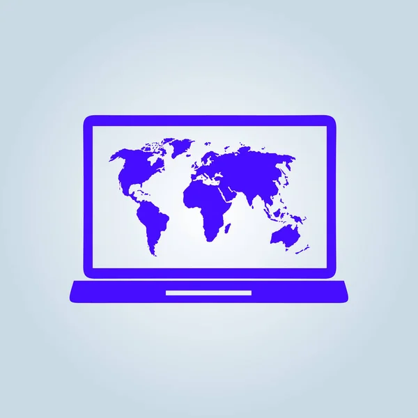 Laptop Ilustração Mapa Mundo — Vetor de Stock