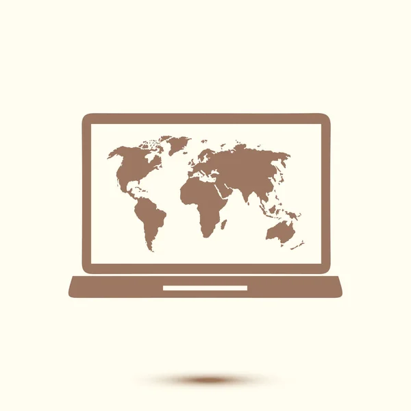 Laptop Ilustração Mapa Mundo — Vetor de Stock