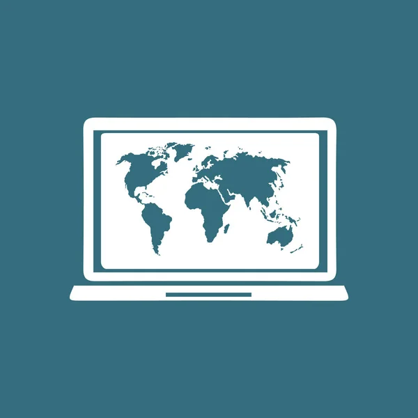 Ilustracja Laptopie Mapie Świata — Wektor stockowy
