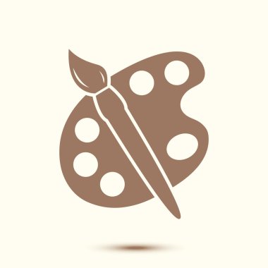 Palet simgesi ile Paintbrush. Düz tasarım tarzı. Soyut renk illüstrasyonu