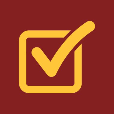 Onay kutusu düğmesi simgesi. Onay işareti soyut renk vektör illüstrasyon