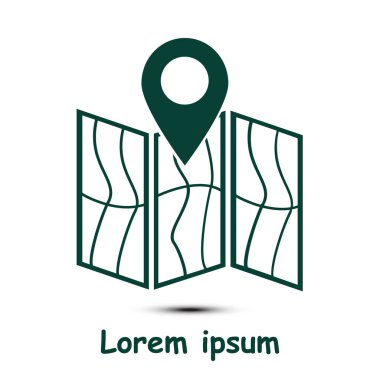 harita ve PIN, vektör çizim basit simgesi