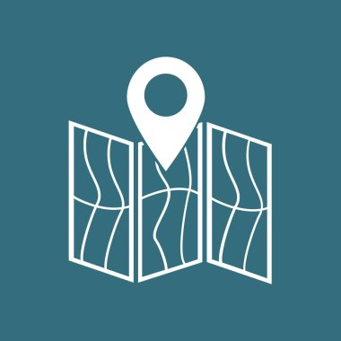 harita ve PIN, vektör çizim basit simgesi