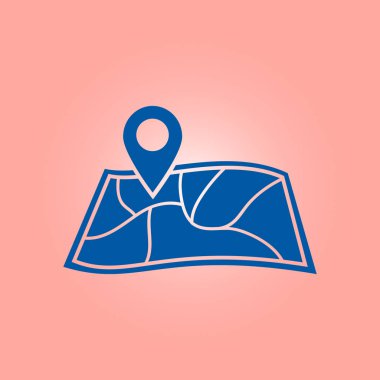 harita ve PIN, vektör çizim basit simgesi