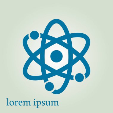 Atom işareti simgesi. Atom bölümü simgesi. Düz tasarım stili.