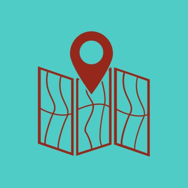 harita ve PIN, vektör çizim basit simgesi