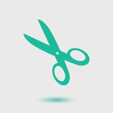 Makas simgesi. Düz tasarım. Vektör renk illüstrasyon