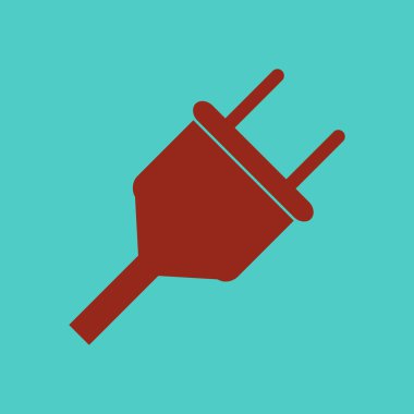 Vektör elektrik fişi web düz simgesi. Renk illüstrasyonu