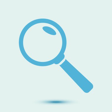 Loupe soyut simgesi. Arama düğmesi. Büyüteç. Düz tasarım stili. 