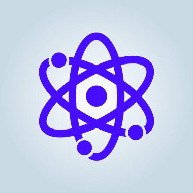 Atom işareti simgesi. Atom bölümü simgesi. Düz tasarım stili.