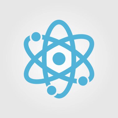 Atom işareti simgesi. Atom bölümü simgesi. Düz tasarım stili.